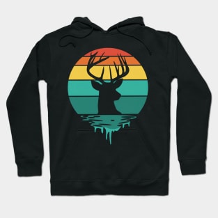 Whimsical Wild: Colorful Striped Circle with Deer Head Silhouette Hoodie